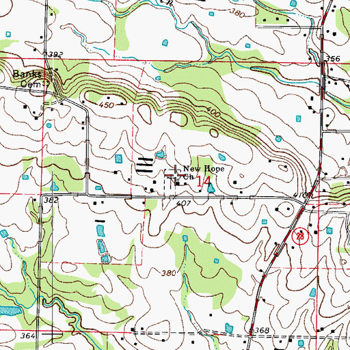 Topographic Map of New Hope Baptist Church, AR