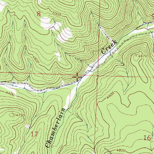 Topographic Map of West Fork Chamberlain Creek, MT