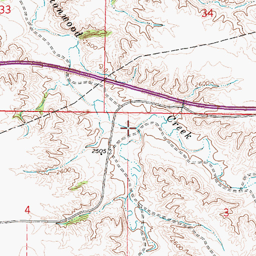 Topographic Map of West Fork Cottonwood Creek, MT