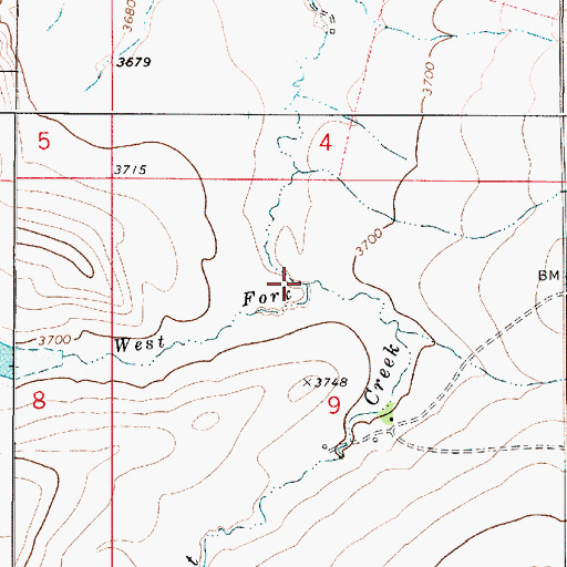 Topographic Map of West Fork Flat Creek, MT