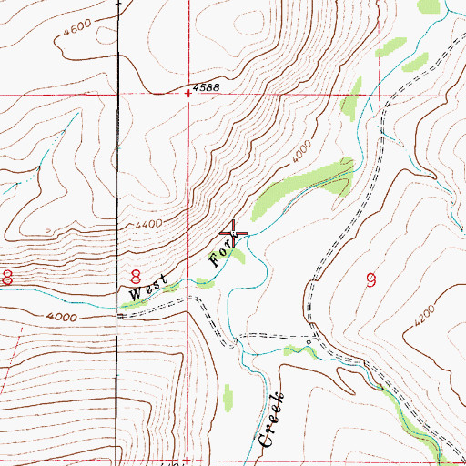 Topographic Map of West Fork Hound Creek, MT