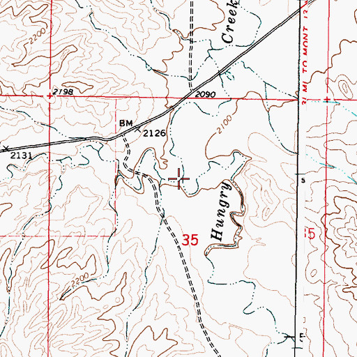 Topographic Map of West Fork Hungry Creek, MT