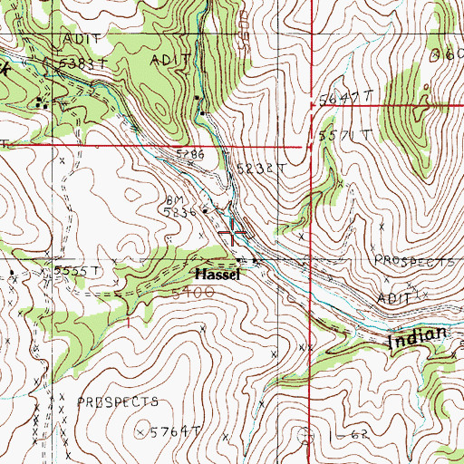 Topographic Map of West Fork Indian Creek, MT