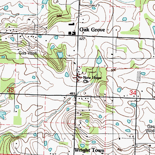 Topographic Map of New Hope United Methodist Church, AR