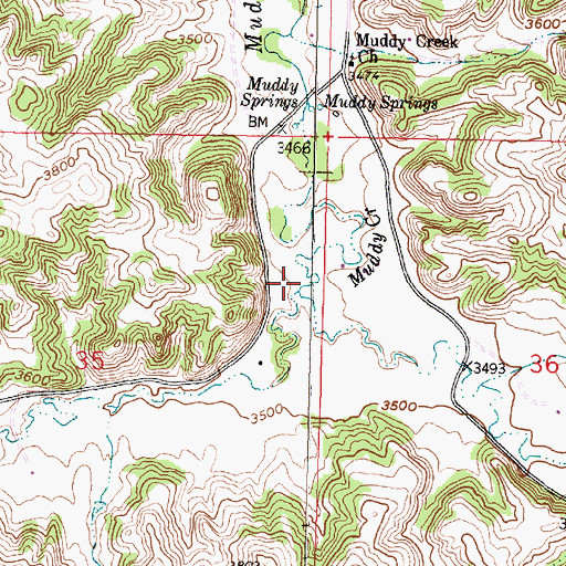 Topographic Map of West Fork Muddy Creek, MT