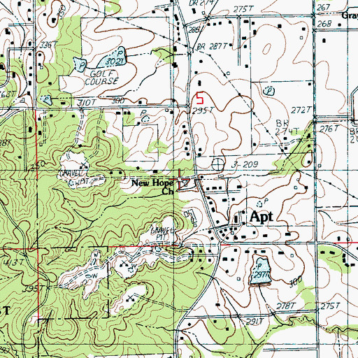 Topographic Map of New Hope Baptist Church, AR
