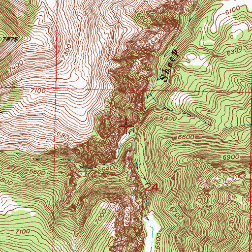 Topographic Map of West Fork Sheep Creek, MT