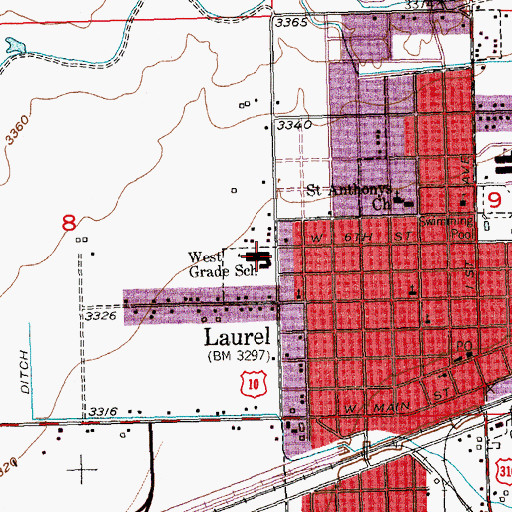 Topographic Map of West Elementary School, MT