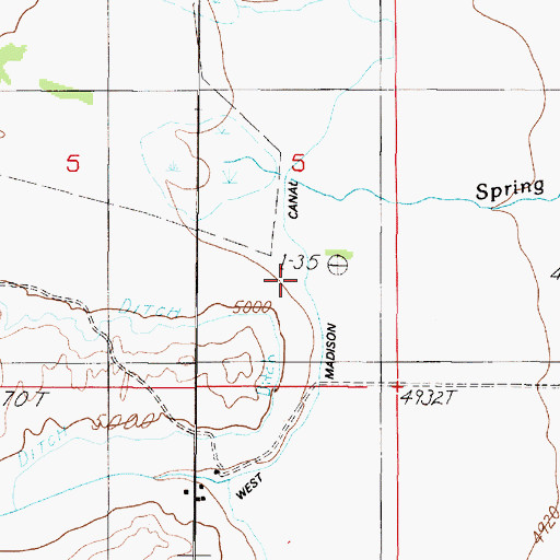 Topographic Map of West Madison Canal, MT