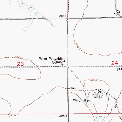 Topographic Map of West Wayside School (historical), MT