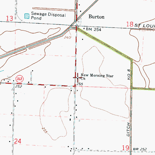 Topographic Map of Morning Star Baptist Church, AR