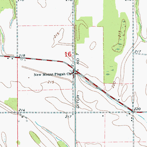 Topographic Map of New Mount Pisgah Church, AR