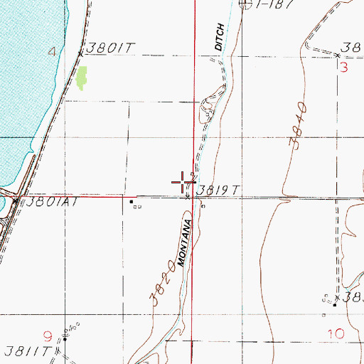 Topographic Map of Whaley Ranch, MT