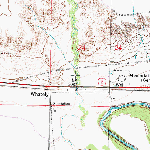 Topographic Map of Whately Coulee, MT