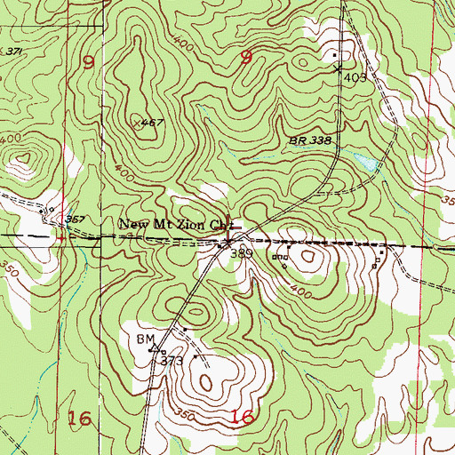 Topographic Map of New Mount Zion Church, AR