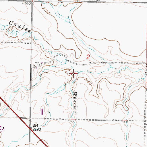 Topographic Map of Wheeler Coulee, MT