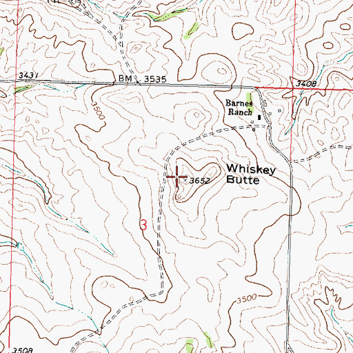 Topographic Map of Whiskey Butte, MT