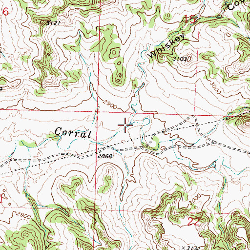 Topographic Map of Whiskey Coulee, MT