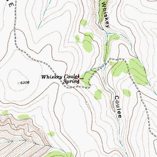 Topographic Map of Whiskey Coulee Spring, MT