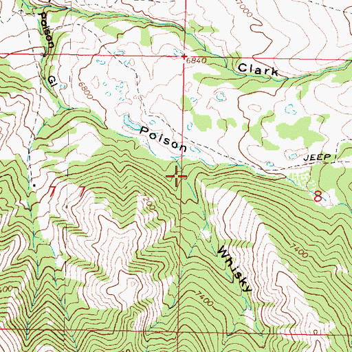 Topographic Map of Whiskey Draw, MT