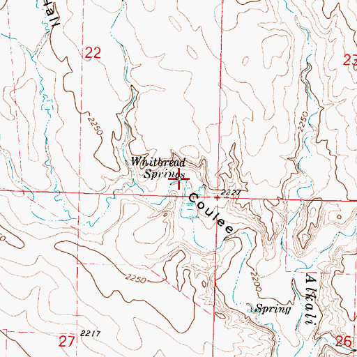 Topographic Map of Whitbread Springs, MT