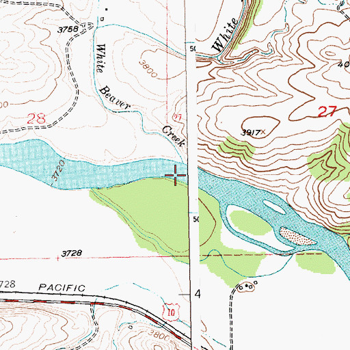 Topographic Map of White Beaver Creek, MT