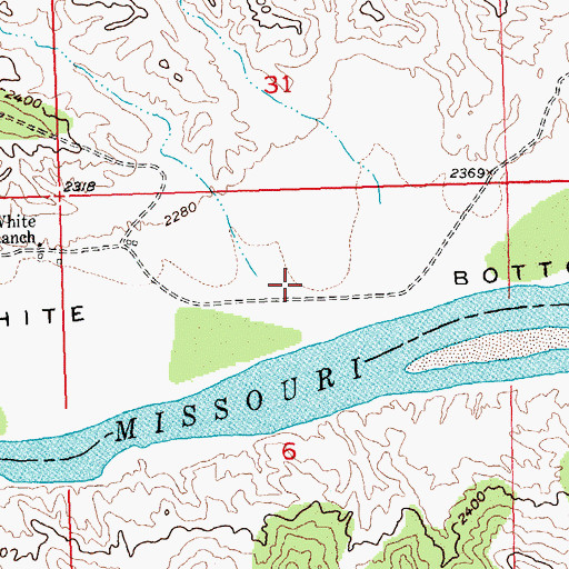Topographic Map of White Bottoms, MT