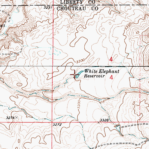 Topographic Map of White Elephant Reservoir, MT