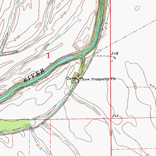 Topographic Map of New Prosperity Church, AR