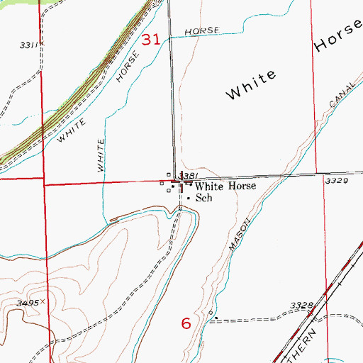 Topographic Map of White Horse School (historical), MT