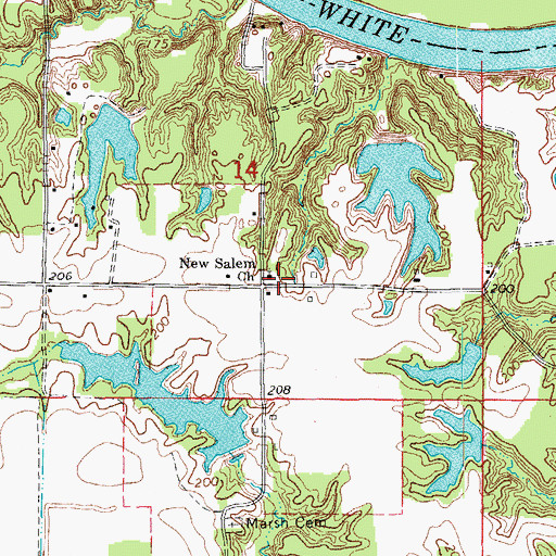 Topographic Map of New Salem Church, AR