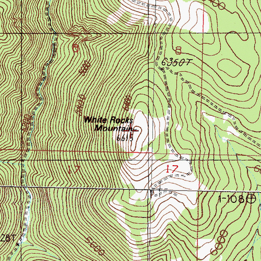 Topographic Map of White Rocks Mountain, MT