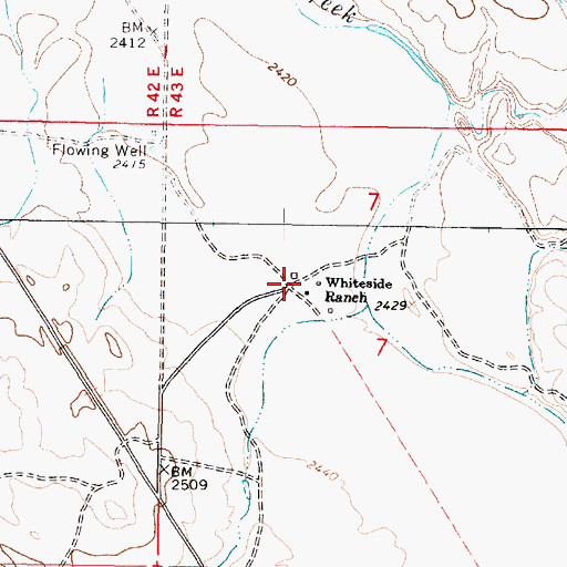 Topographic Map of Whiteside Ranch, MT