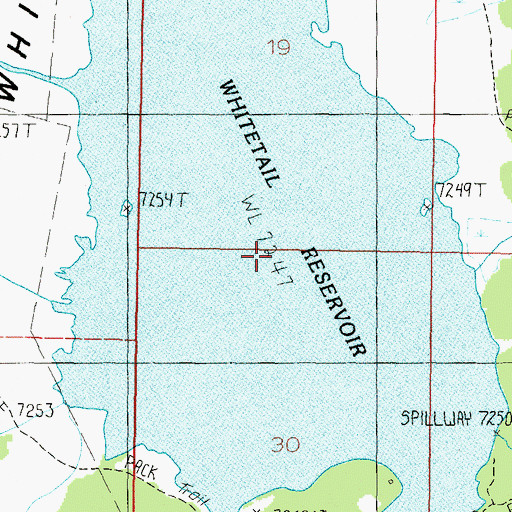 Topographic Map of Whitetail Reservoir, MT
