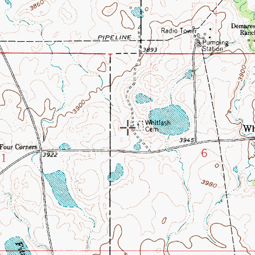 Topographic Map of Whitlash Cemetery, MT