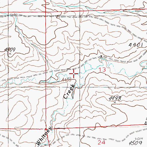 Topographic Map of Whitney Creek, MT