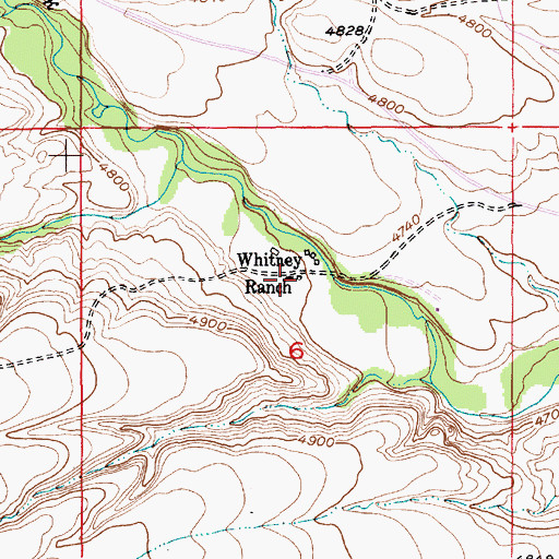 Topographic Map of Whitney Ranch, MT