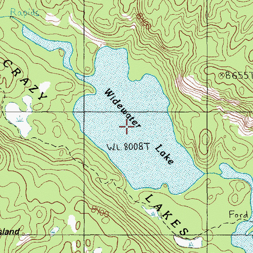 Topographic Map of Widewater Lake, MT