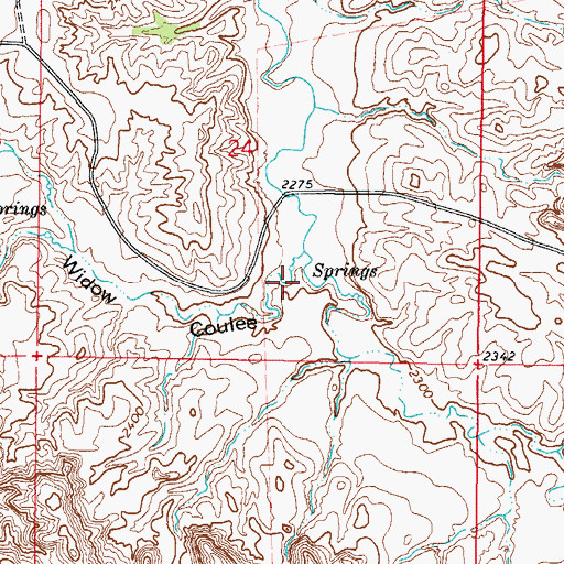 Topographic Map of Widow Coulee, MT