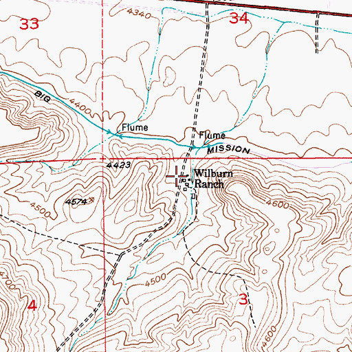 Topographic Map of Wilburn Ranch, MT