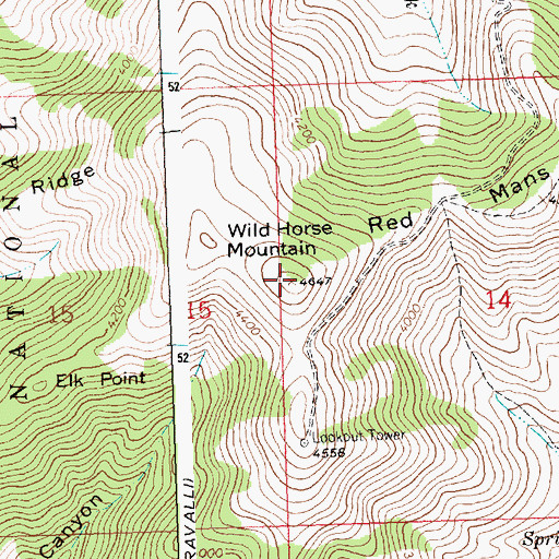 Topographic Map of Wild Horse Mountain, MT