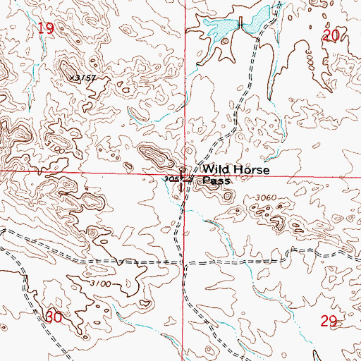 Topographic Map of Wild Horse Pass, MT