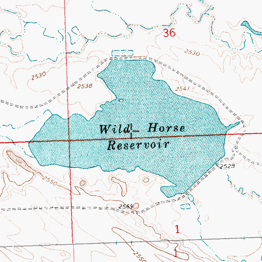 Topographic Map of Wild Horse Reservoir, MT
