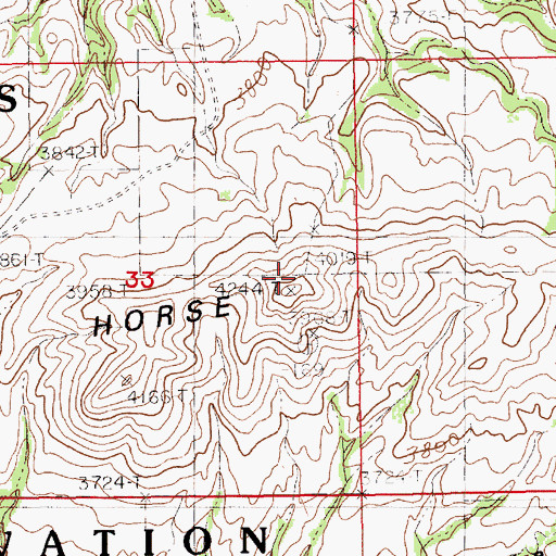 Topographic Map of Wild Horse Ridge, MT