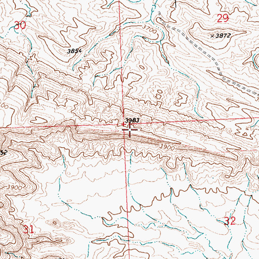 Topographic Map of Wild Horse Ridge, MT