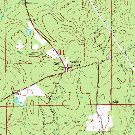 Topographic Map of Newton Chapel Cumberland Presbyterian Church, AR