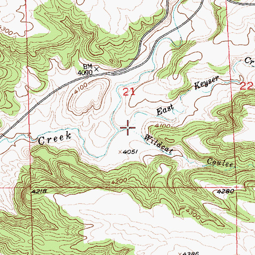 Topographic Map of Wildcat Coulee, MT