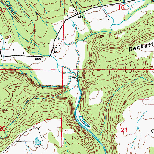 Topographic Map of Nichols Creek, AR