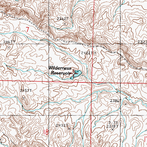 Topographic Map of Wilderness Reservoir, MT
