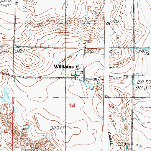Topographic Map of Williams, MT